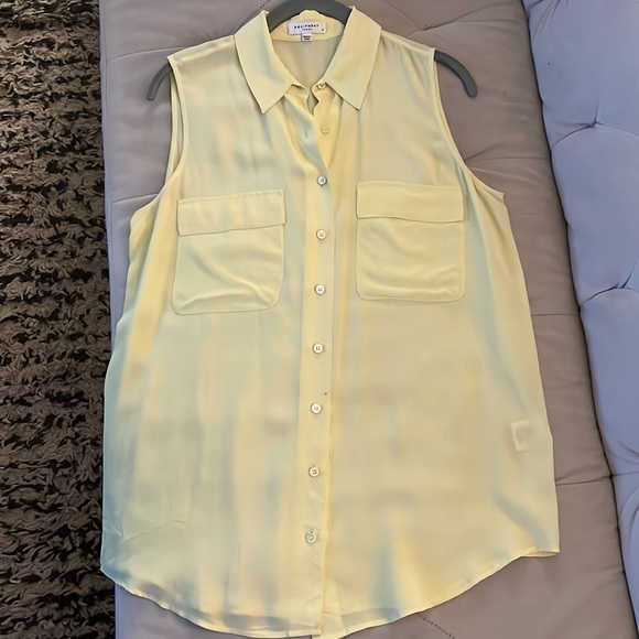 Equipment signature sleeveless blouse pale yellow silk small - Picture 5 of 5